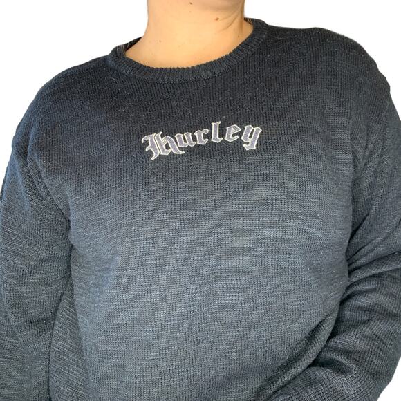 Hurley Vintage Knit Embroidered Surf Crewneck Sweater Jumper XL - Picture 1 of 9